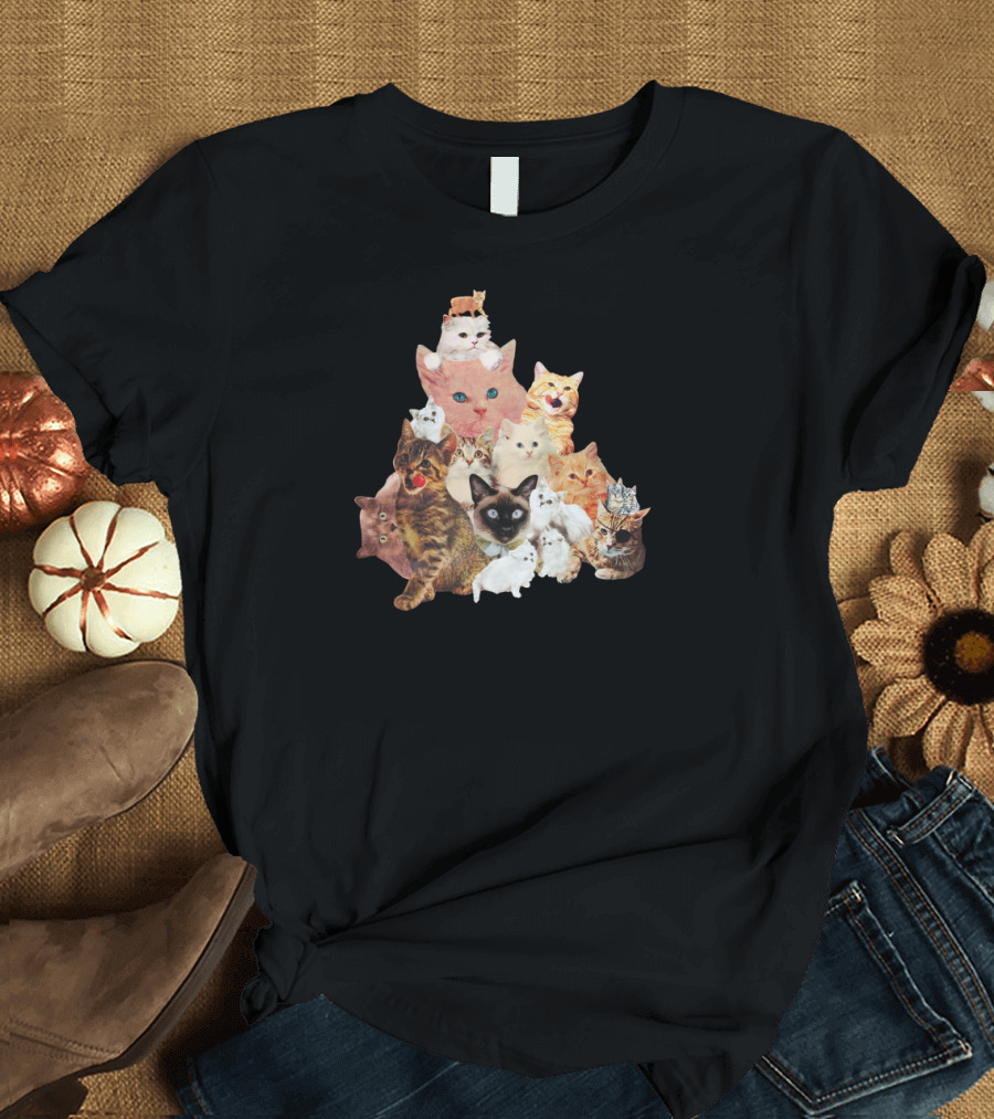 Cats Pyramid Collage Quilt Compilation T-Shirt