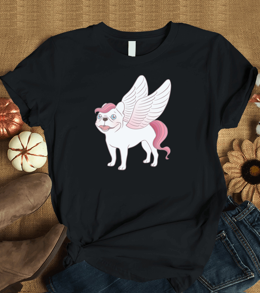 Frenchie Pegasus Unleashes Wings into Mythical World T-Shirt