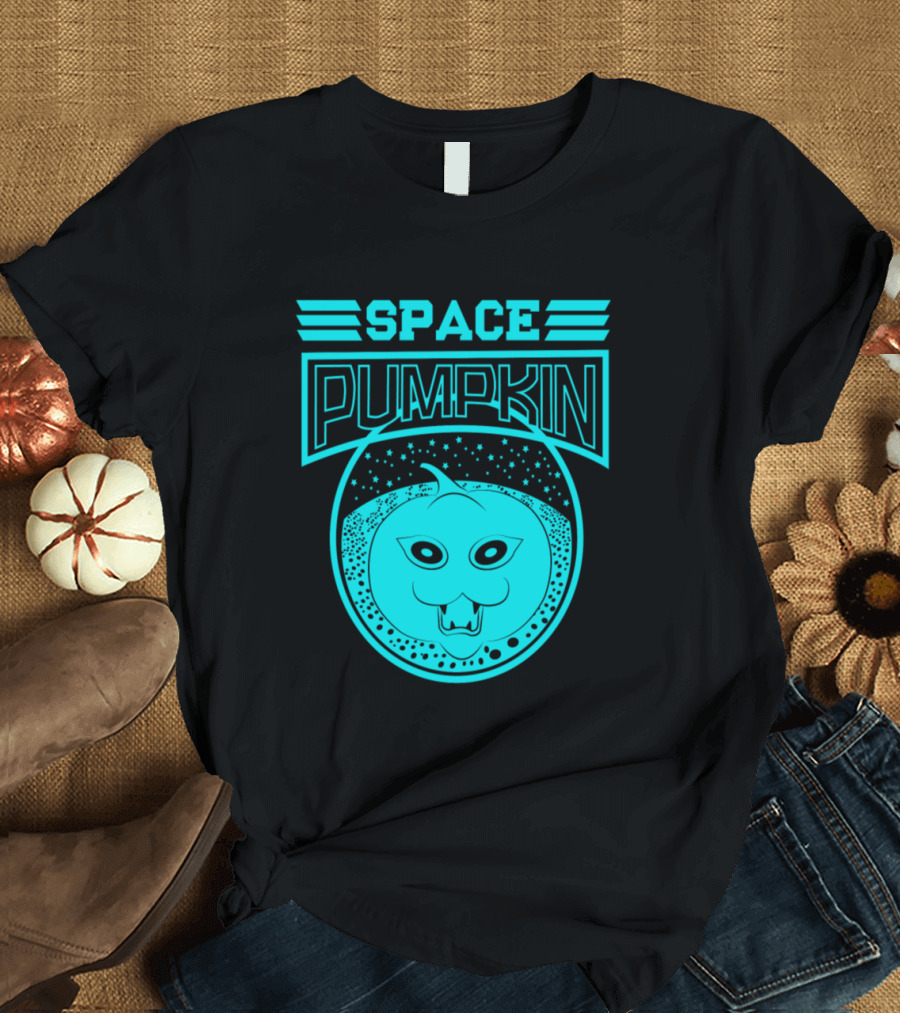 Space Pumpkin Outer Galaxy Cat Head T-Shirt