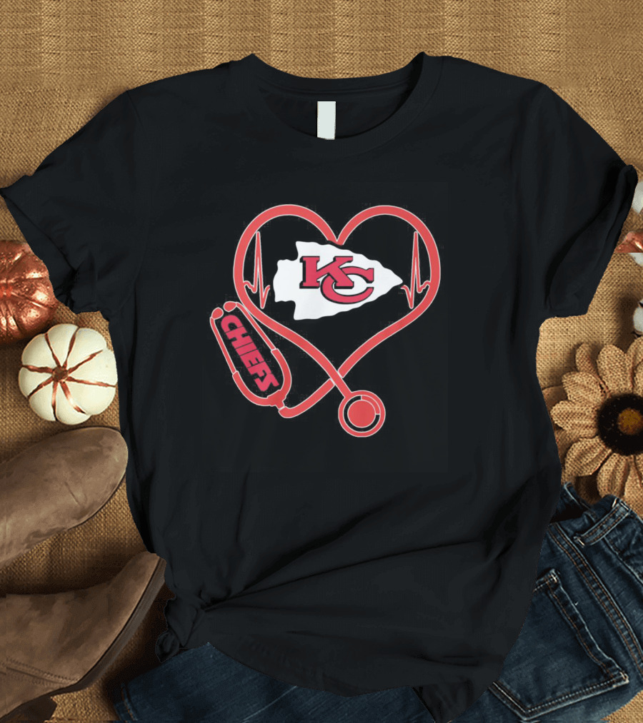 Kansas City Chiefs Heart Stethoscope Nurse Chiefs T-Shirt