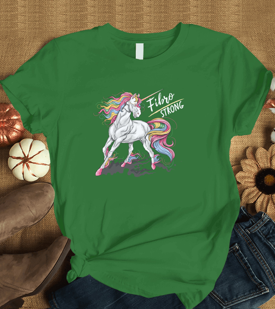 Fibro Unicorn Strong Rainbow Mane T-Shirt