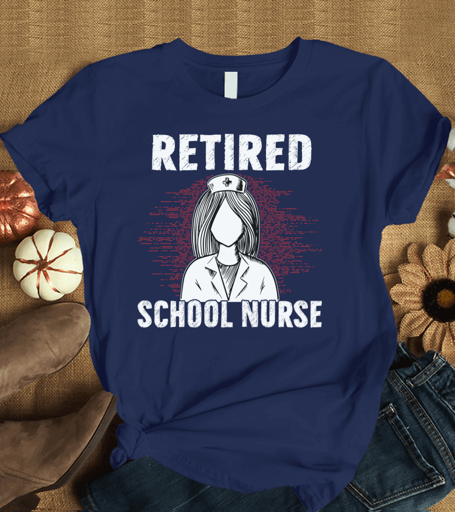 Retired School Nurse Vintage Nurse Figure with Hat T-Shirt
