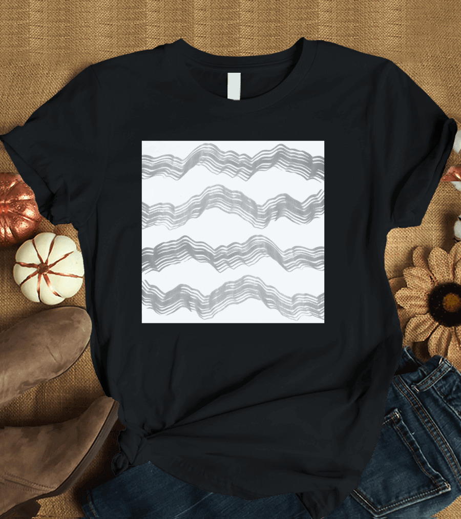 Wavy Mountain Peaks and Ocean Wave T-Shirt
