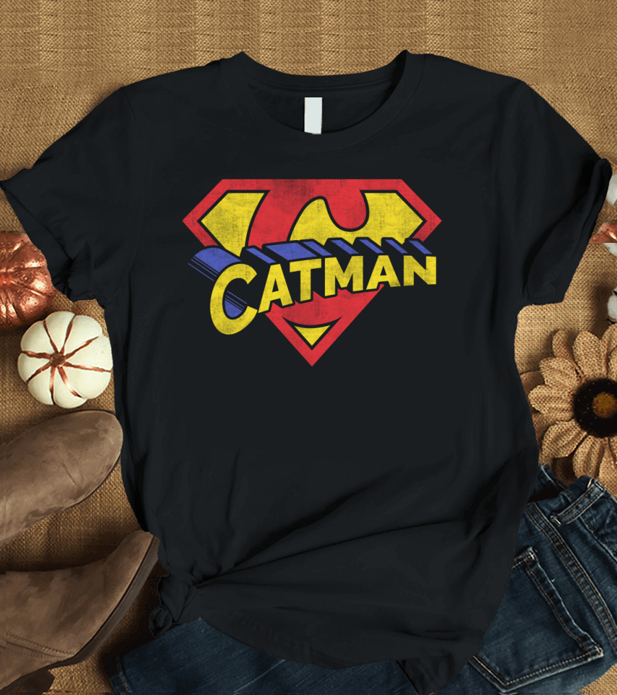 Catman Superman Logo Parody Superhero Mashup T-Shirt