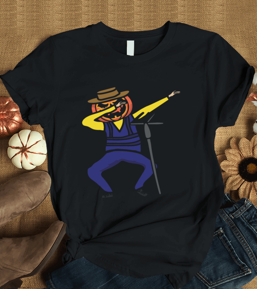 Pumpkin Dab Farmer Halloween Dance Pose with Pitchfork T-Shirt