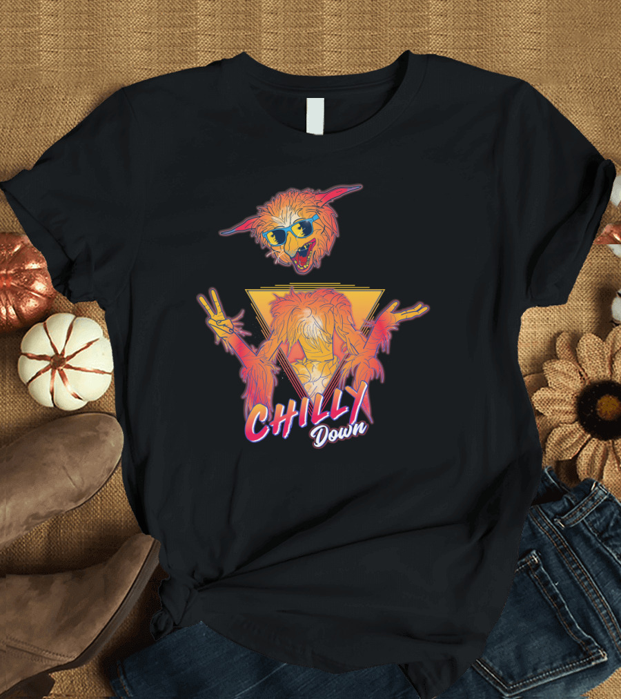 Chilly Down Furry Creature with Sunglasses and Peace Sign 80s Retro Vibe T-Shirt