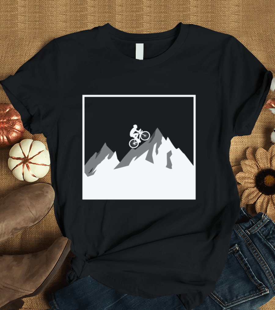 Biker in the Mountains Mountainbiker Iconic Mountain Silhouette Adventure T-Shirt