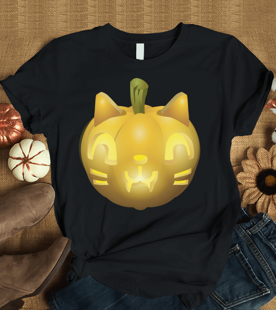 Halloween Cat Lantern Pumpkin with Cat Ears T-Shirt