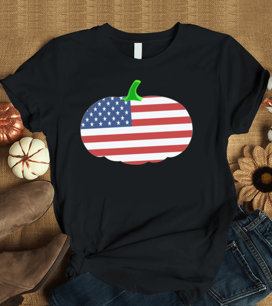American Flag Pumpkin Patriotic T-Shirt