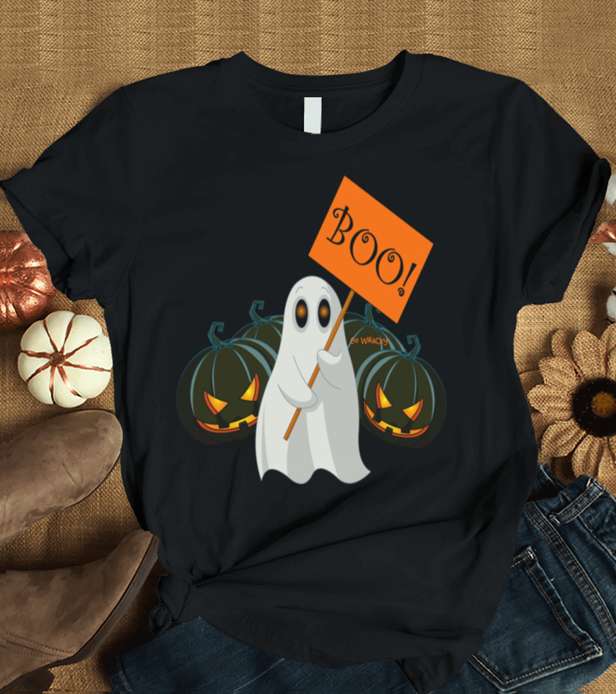 Boo Ghost with Scary Halloween Pumpkins T-Shirt