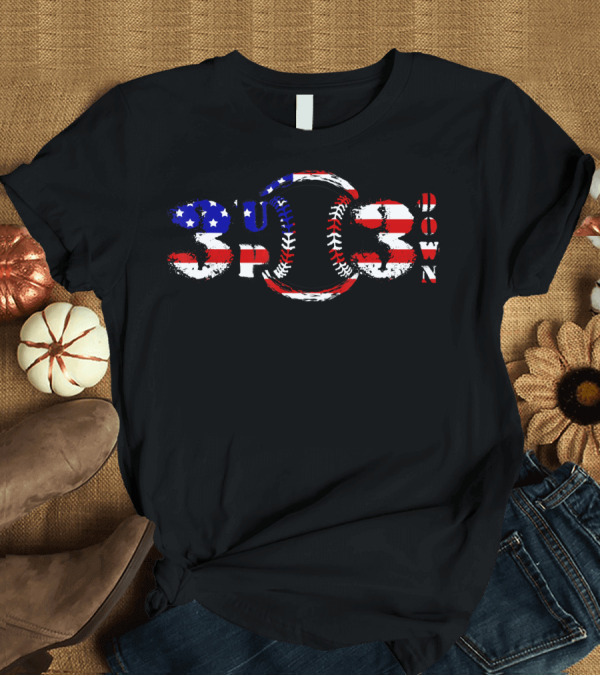 T-Shirt: 3 Up 3 Down American Flag Baseball Stitch Patriotic T-Shirt 3 Up 3 Down American Flag Baseball Stitch Patriotic T-Shirt