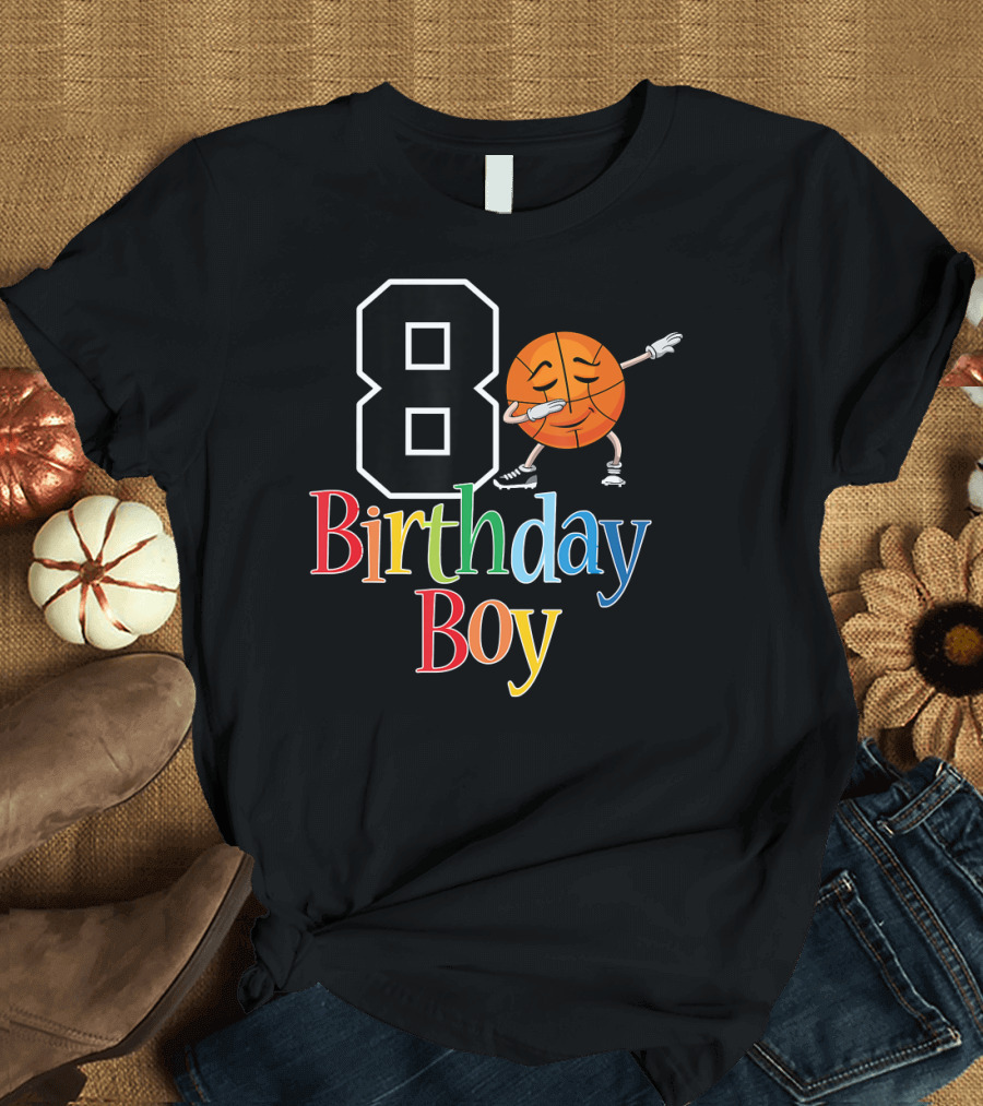 8 Birthday Boy Basketball Dabbing T-Shirt
