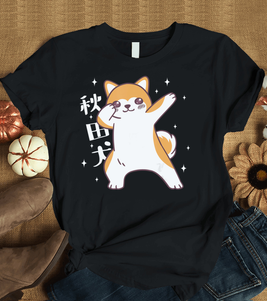 Akita Dog Dabbing Japanese Kawaii Puppy Sparkling T-Shirt