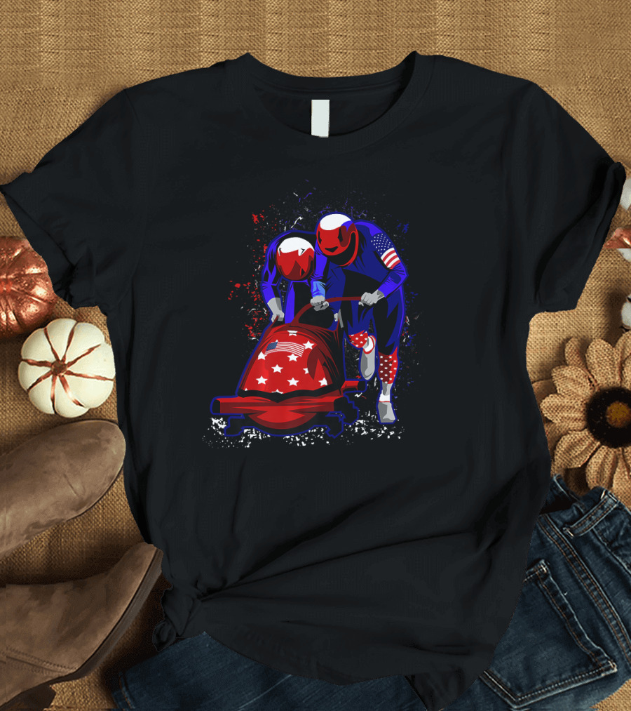 America USA Bobsled Team Stars and Stripes Racing T-Shirt