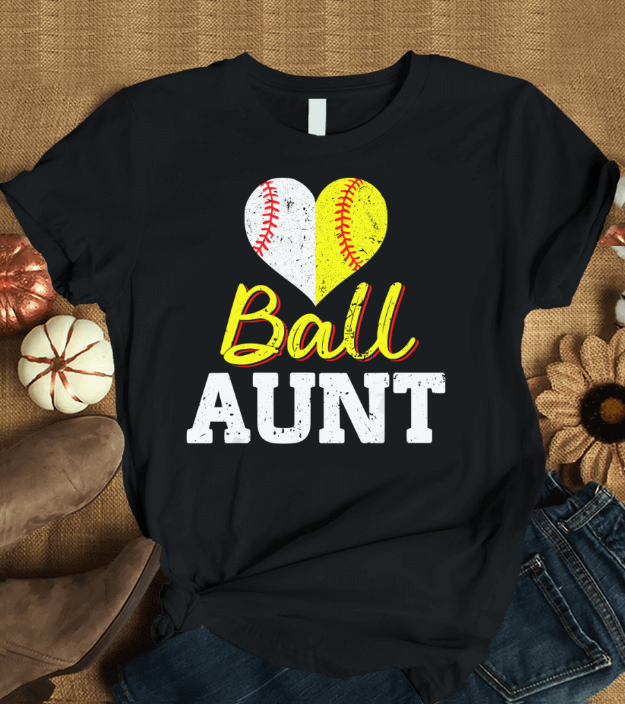 Ball Aunt Heart Baseball Softball T-Shirt