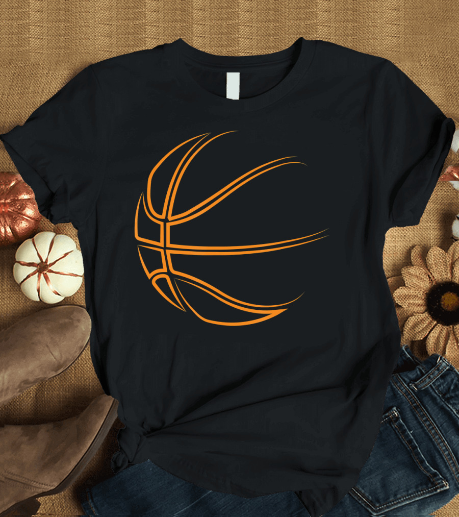 Basketball Novelty Minimalist Orange Basketball Lines T-Shirt