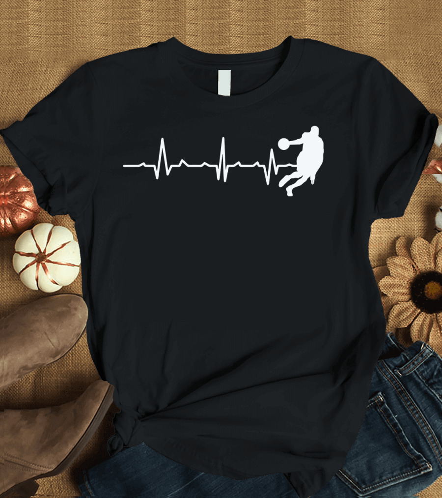 Basketball Player Heartbeat Bball Baller Dribbling T-Shirt