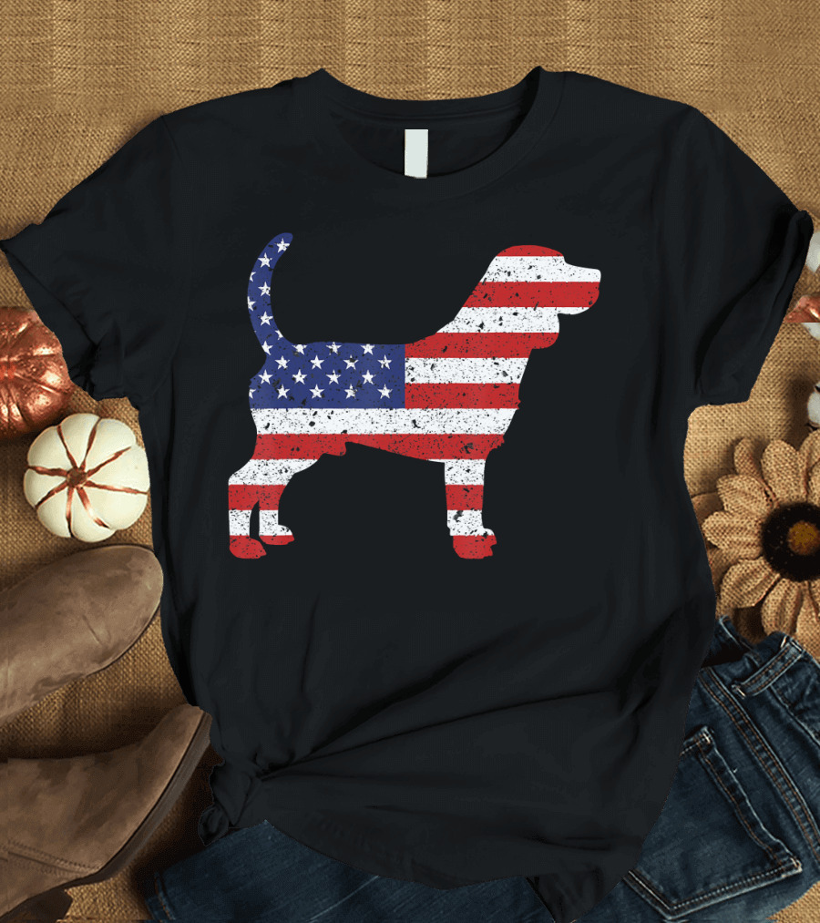 Beagle 4th of July American USA Flag T-Shirt