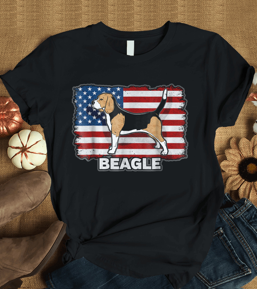 Beagle American Flag Patriotic Dog Owner T-Shirt