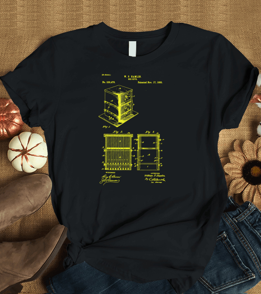 W.P. Hamlin Bee Hive Patent 1885 Honey No. 330478 T-Shirt
