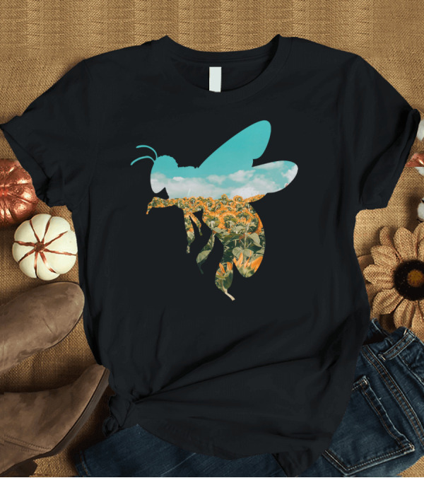 T-Shirt: Bee and Sunflower Field Environmental Harmony T-Shirt Bee and Sunflower Field Environmental Harmony T-Shirt