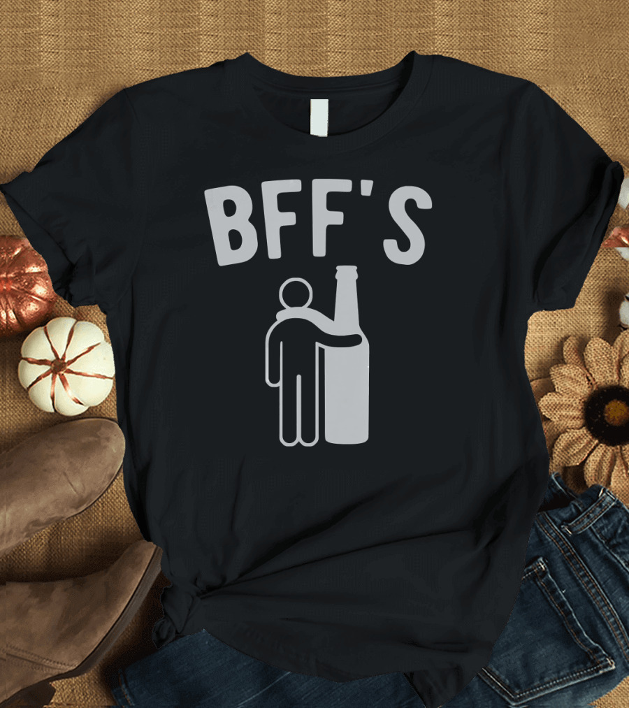 BFF's Beer and I Best Friends Forever Bottle Hugging Image T-Shirt