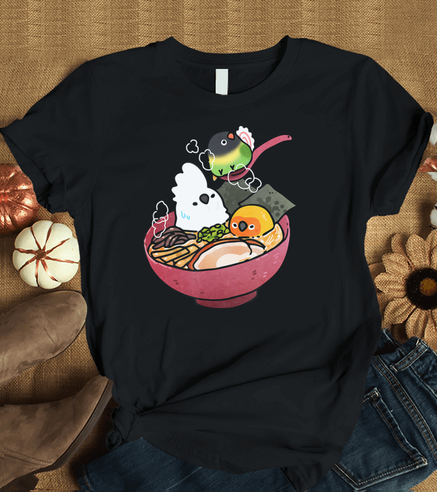 Bird Ramen Adorable Kawaii Parrot Bowl T-Shirt