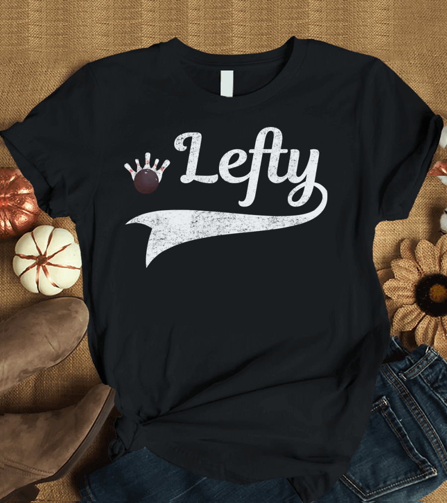 Lefty Bowling Ball and Pins T-Shirt