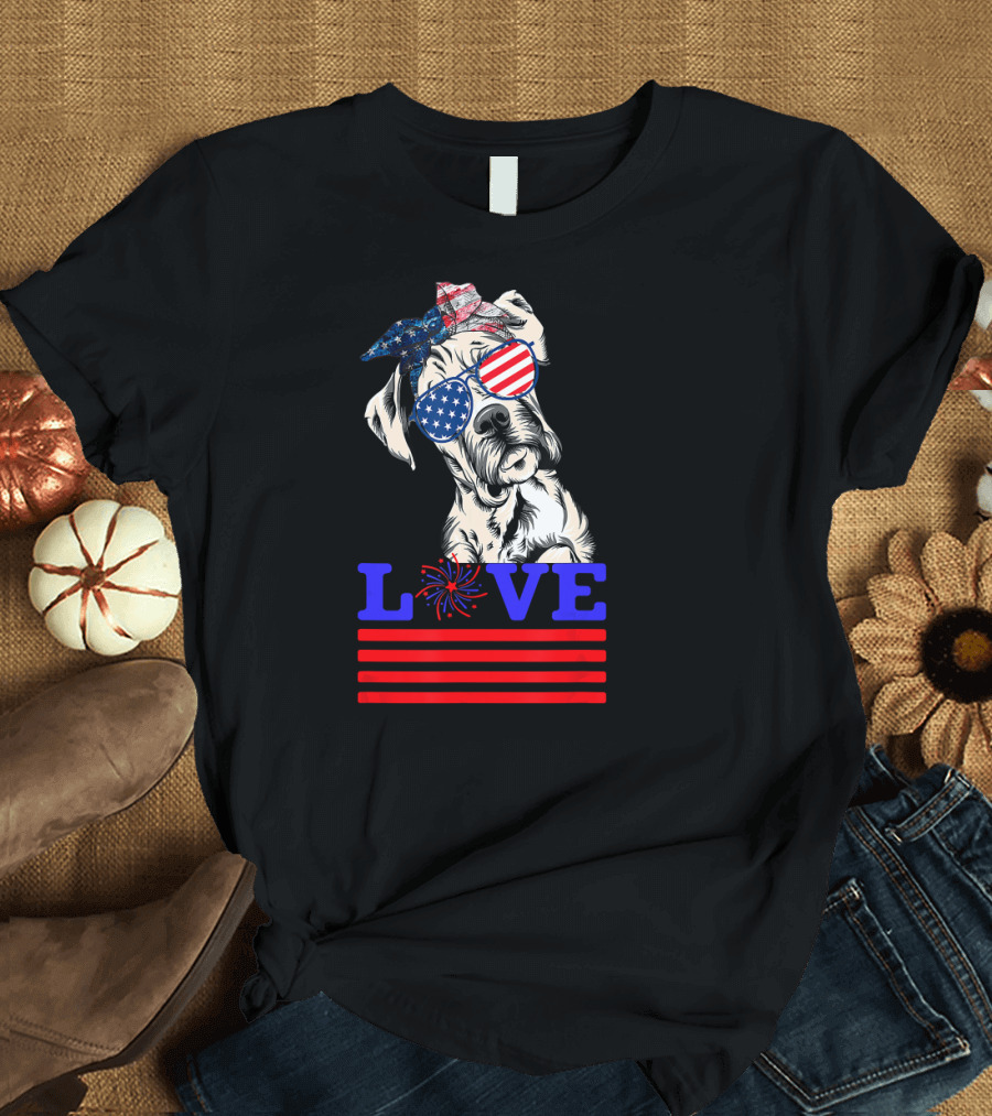Boxer Dog Love American Flag 4th of July T-Shirt