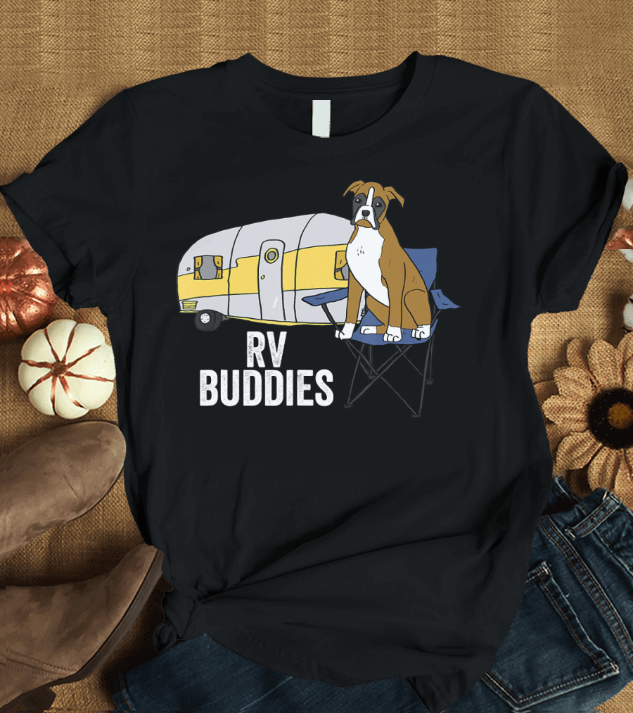 Boxer Dog RV Buddies Camping Adventure T-Shirt