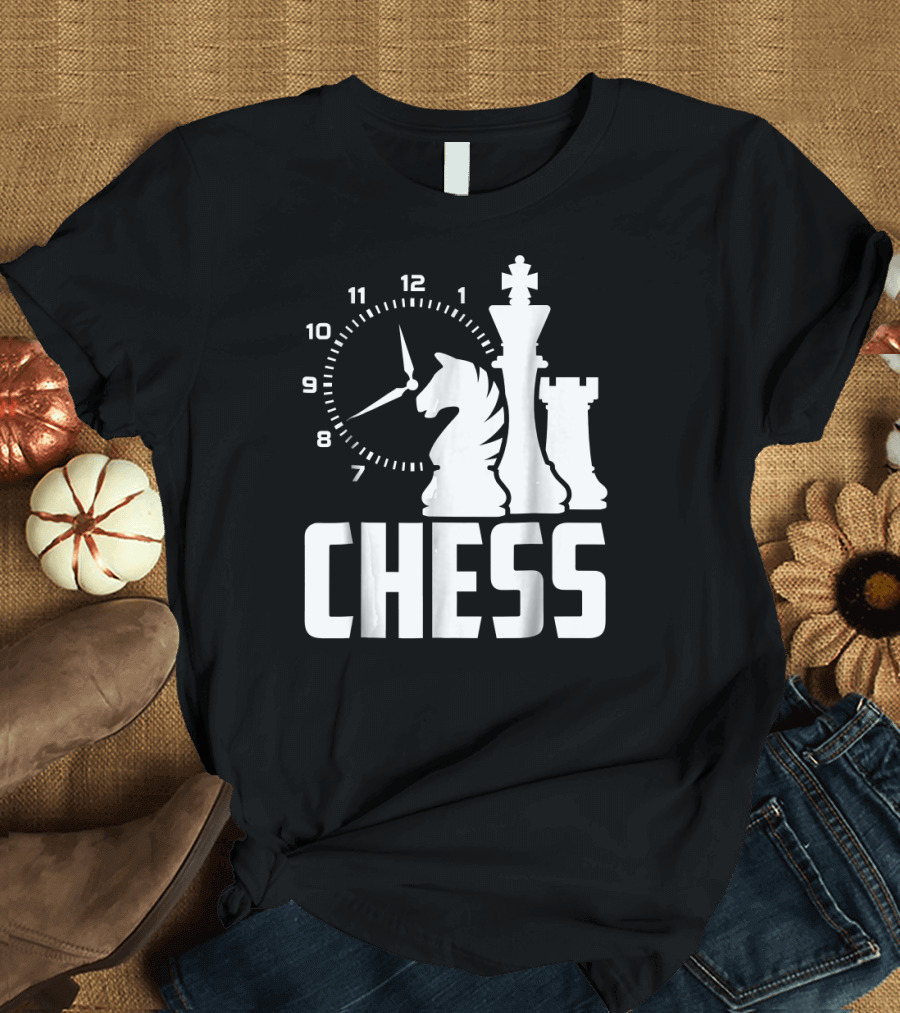 Chess Clock Knight King Rook Funny Chess T-Shirt
