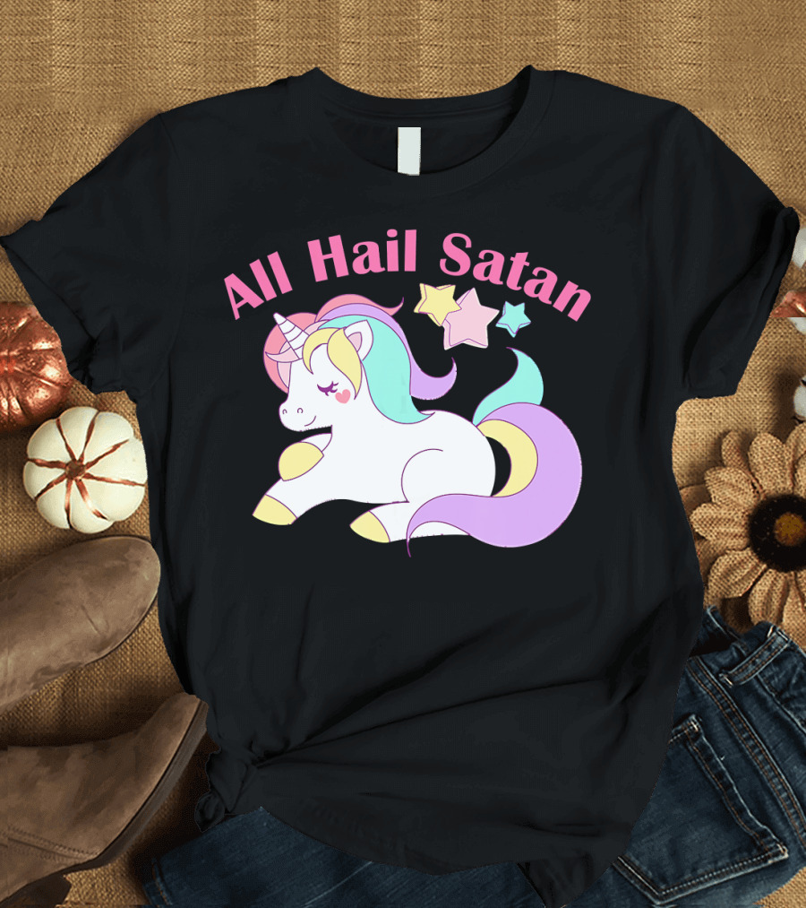All Hail Satan Pastel Goth Kawaii Unicorn Death Metal T-Shirt