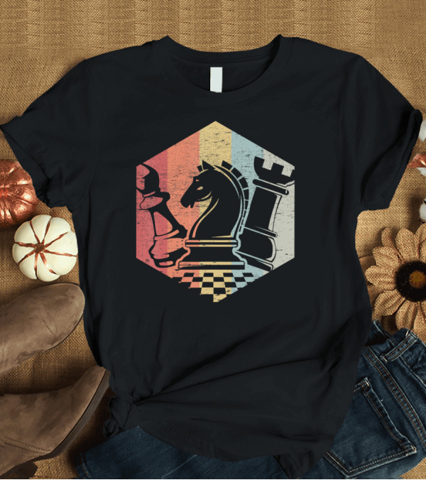 T-Shirt: Retro Funny Chess Bishop Knight Rook T-Shirt Retro Funny Chess Bishop Knight Rook T-Shirt