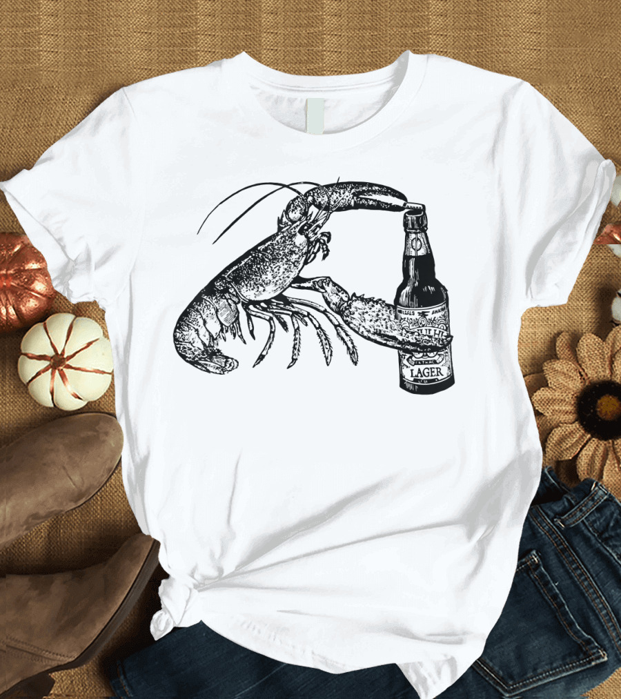 Beer Drinking Lobster Enjoying Craft Lager T-Shirt