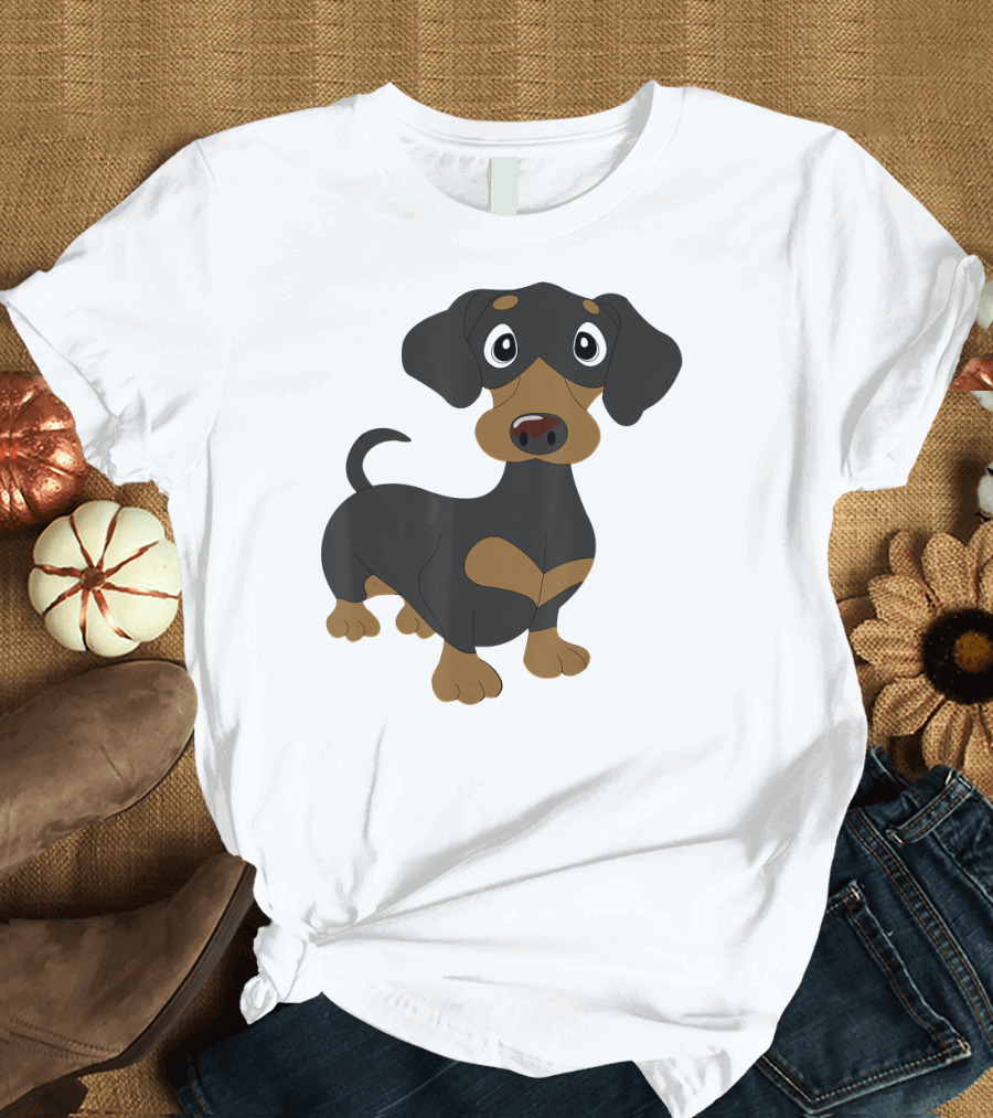 Black and Tan Dachshund Wiener Dog Cartoon Pup Brown Pfl119b2622 T-Shirt