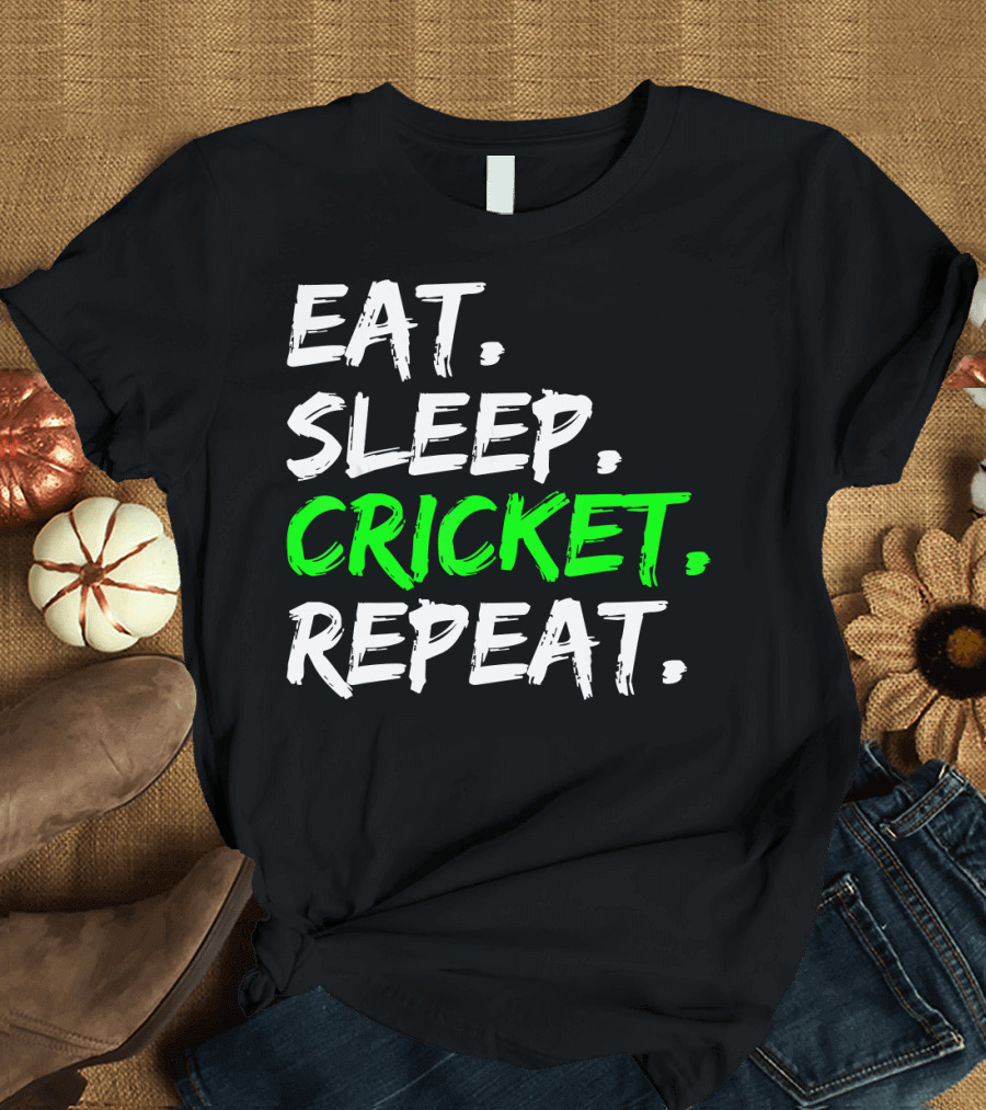 Eat Sleep Cricket Repeat Player Coach Funny Sports T-Shirt