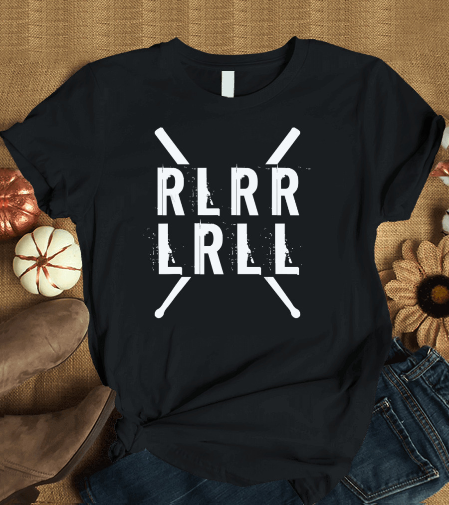 RLRR LRLL Paradiddle Drum Sticks Dark T-Shirt