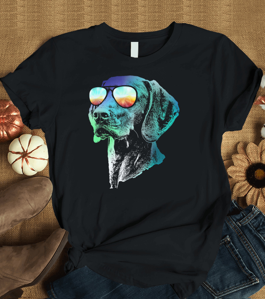 Groovy Vizsla Dog with Disco Sunglasses T-Shirt