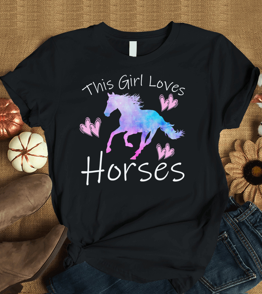 This Girl Loves Horses Horseback Riding Equestrian Enthusiast Heart T-Shirt