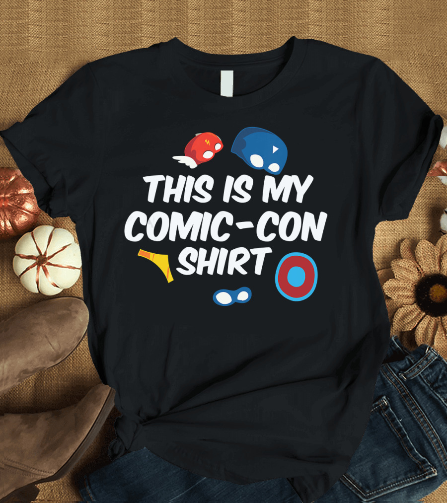 This Is My Comic-Con Shirt Fun Superhero Masks and Shields T-Shirt