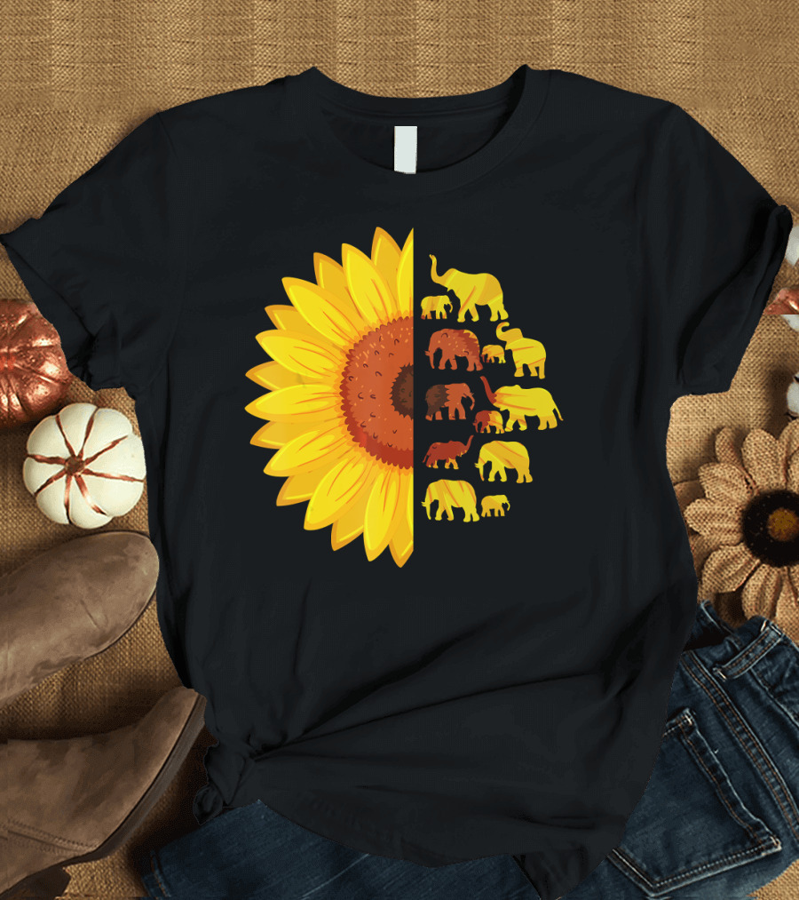Sunflower Elephant Family Harmony T-Shirt