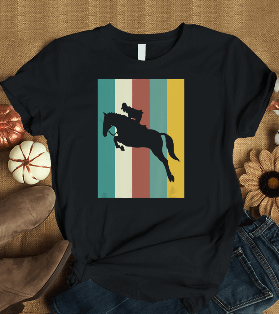 Horse Riding Colors Eque Vintage Silhouette Jump T-Shirt