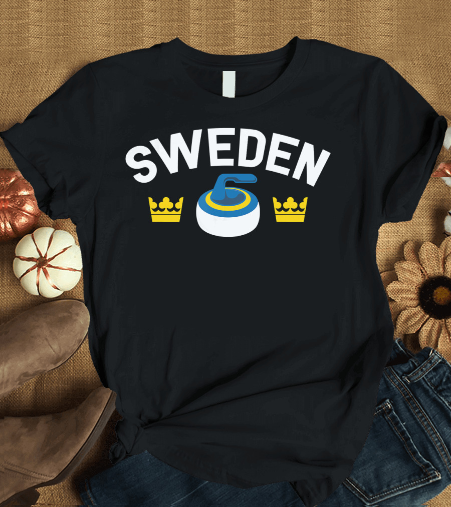 Sweden Curling Three Crowns Emblem T-Shirt