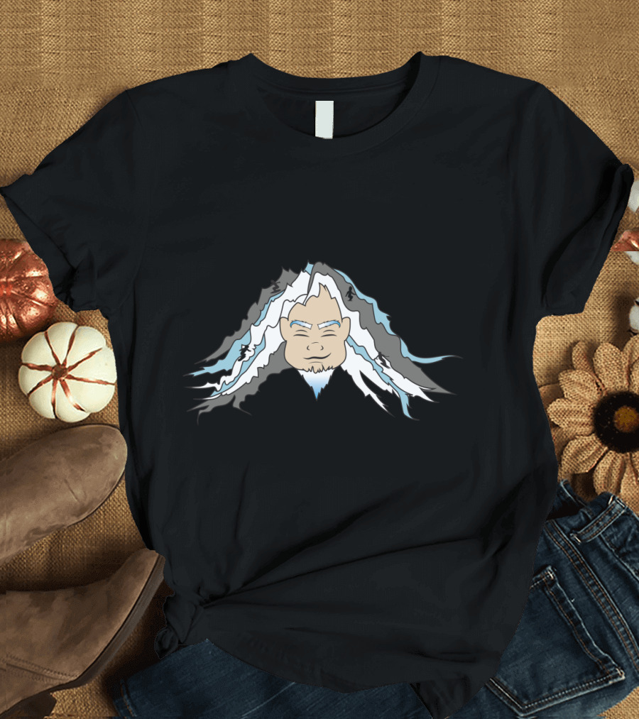 Man Mountain Face with Snow-Capped Peaks and Blue Highlights T-Shirt