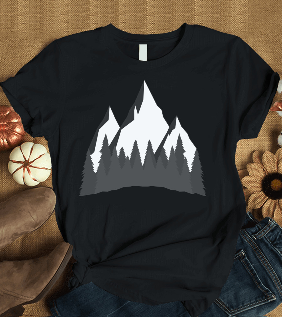 Mountain Forest Silhouette Peaks and Trees T-Shirt