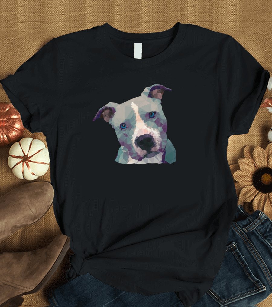Triangular Geometric Grey Pitbull T-Shirt