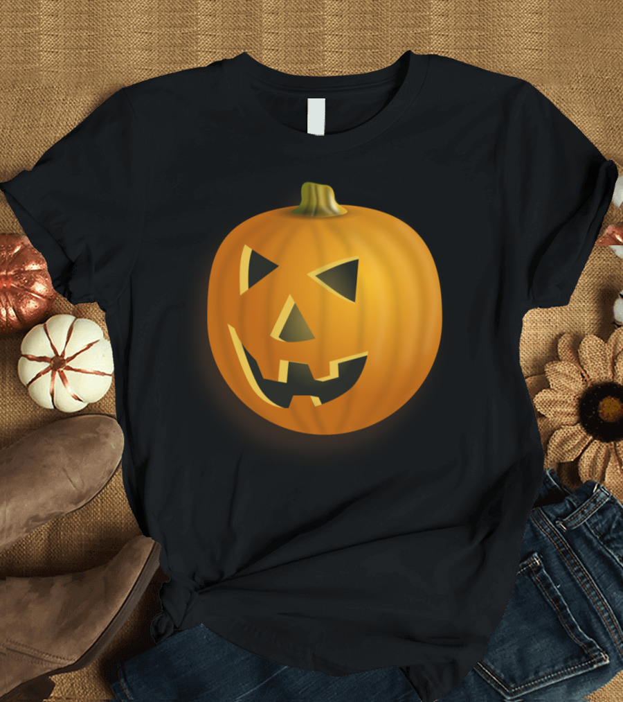 Pumpkin Head Jack-O'-Lantern Halloween Face T-Shirt