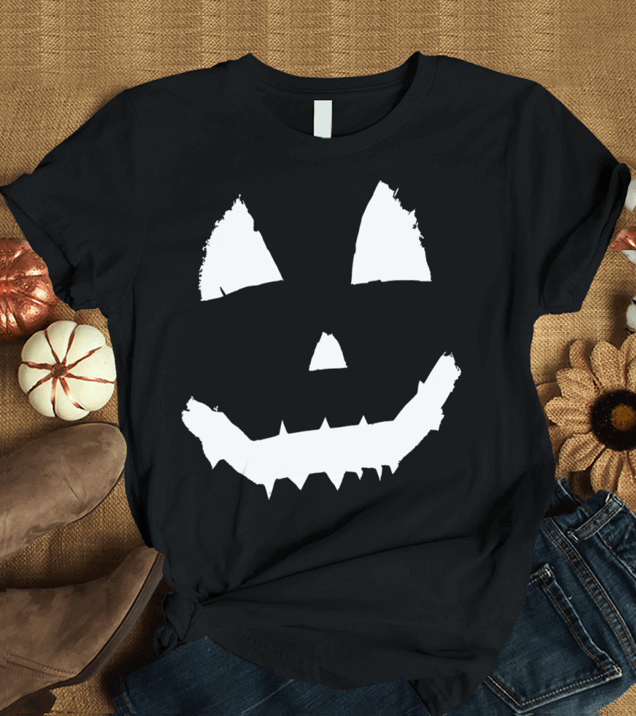 White Pumpkin Smile Jack-O'-Lantern Face T-Shirt
