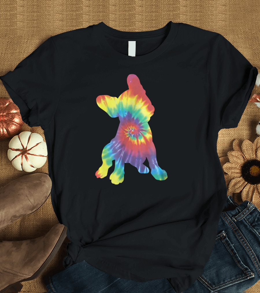 Colorful Hippie Tie Dye French Bulldog Rainbow T-Shirt