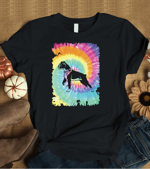 T-Shirt: Colorful Tie Dye Boxer with Family Rainbow Spiral T-Shirt Colorful Tie Dye Boxer with Family Rainbow Spiral T-Shirt